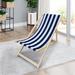 HLONK wood sling chair blue Stripe Broad blue Stripe ï¼ˆcolor: Dark blueï¼‰folding chaise lounge chair