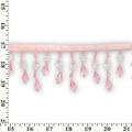 Small Teardrop Beaded Rhinestone Tassel Fringe 2 & 3/8 Wide Polyester Trim Sold By The Yard - Pink