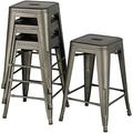 24 Metal Bar Stools Counter Height Barstools Set Of 4 High Backless Industrial Stackable Metal Chairs For Indoor And Outdoor Gun Metal