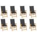 Tomshoo Reclining Patio Chairs with Cushions 8 pcs Solid Teak Wood