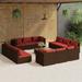 Carevas 13 Piece Patio Set with Cushions Poly Rattan Brown