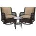 Yesfashion Outdoor Wicker Swivel Rocker Patio Set 360 Degree Swivel Rocking Chairs Elegant Wicker Patio Bistro Set beige