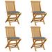 moobody 4 Piece Folding Patio Chairs with Cushion Teak Wood Outdoor Dining Chair Set for Garden Backyard Balcony 18.5 x 23.6 x 35 Inches (W x D x H)