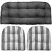 DÃ©cor Indoor Outdoor 3 Piece Tufted Wicker Cushion Set (Large Grey Grey White Stripe)
