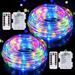 2Pack Rope Tube String Lights 40ft 100 LED Battery Operated Decorative Lights Outdoor Waterproof with 8 Modes String Lights for Party Garden Walkway Patio Tree Multicolor