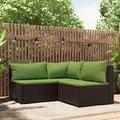 Suzicca 3 Piece Patio Set with Cushions Brown Poly Rattan