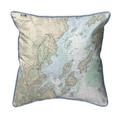 Betsy Drake Portland Harbor & Vacinity ME Nautical Map - Light Blue Cord Small Corded Indoor & Outdoor Pillow - 12 x 12 in.