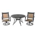 Mondawe 3-Piece Outdoor Patio Cast Aluminum Swivel Sling Chair Set Patio Furniture Set with Round Table and 2 Chair for Garden Lawn
