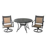 Mondawe 3-Piece Outdoor Patio Cast Aluminum Swivel Sling Chair Set Patio Furniture Set with Round Table and 2 Chair for Garden Lawn