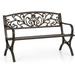 50â€˜â€™ Outdoor Garden Bench Patio Park Bench Cast Iron Metal Furniture with Design Backrest for Porch Yard Lawn Deck Bronze