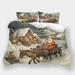 3D Duvet Cover Suit Christmas House Cartoon Animals Bedclothes Santa Claus Snow Decor Quilt Covers Comforter Set