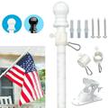 Rongsi Outdoor White Flag Pole Flag Pole Kit with Bracket 360 Degree Swivel Mounting Ring 6ft Garden Flag Pole for 3x5 American Flag Metal Flag Pole Residential Heavy Duty Porch