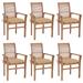 Tomshoo Dining Chairs 6 pcs with Beige Cushions Solid Teak Wood