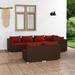 Carevas 7 Piece Patio Set with Cushions Brown Poly Rattan