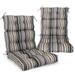 EAGLE PEAK Tufted Outdoor/Indoor High Back Patio Chair Cushion Set of 2 46 x 22 in Brown Stripe