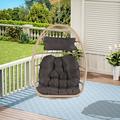 Rattan Egg Swing Chair Folding Outdoor Egg Chair Without Stand Wicker Rattan Rattan Patio Basket Hammock Chair with Cushion and Pillow for Patio Garden Balcony Dark Gray
