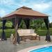 Unique Choice Outdoor 11x 11 Ft 2-Tier Soft Top Pop Up Gazebo Canopy with Removable Zipper Netting and 4 Sandbags