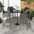 moobody 4 Piece Bar Stools with Cushions Gray Poly Rattan Counter Height Barstools Garden Chair for Bistro Cafe Home Patio Indoor Outdoor Furniture 19.7 x 18.9 x 39.4 Inches (W x D x H)