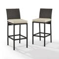 HomeStock Rustic Refinement 2Pc Outdoor Wicker Bar Stool Set Sand/Brown - 2 Bar Height Bar Stools