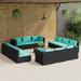 OWSOO 13 Piece Patio Set with Cushions Poly Rattan Black