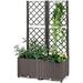 Raised Garden Bed With Trellis Planter Box For Vine Growing Climbing Vegetable Herb Flower Outdoor Floor Plant Bed With Self-Watering Drain Hole For Yard Balcony