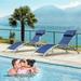 Pool Lounge Chairs Set of 3 Adjustable Aluminum Outdoor Chaise Lounge Chairs with Metal Side Table All Weather for Deck Lawn Poolside Backyard (Blue 2 Lounge Chirs+1 Table)