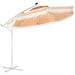 10Ft Patio Offset Umbrellas With Tassel Outdoor Market Double Top Hanging Umbrella With Crank Handle & Cross Base(No Weight) For Deck Pool Porch Backyard Beige