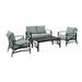 HomeStock French Country 4Pc Outdoor Metal Conversation Set Oatmeal/Oil Rubbed Bronze - Loveseat Coffee Table & Two Chairs