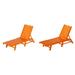 WestinTrends Malibu Outdoor Chaise Lounge Set of 2 All Weather Poly Lumber Patio Pool Lounge Chair with 5 Posistions Backrest Orange