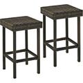 HomeStock Rustic Romance 2Pc Outdoor Wicker Counter Height Bar Stool Set Brown - 2 Stools