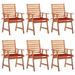 moobody Set of 6 Garden Chairs with Red Cushion Acacia Wood Patio Dining Chair for Balcony Terrace Outdoor Furniture 22in x 24.4in x 36.2in