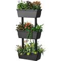 Planter Raised Bed 3-Tier Vertical Garden Planter Freestanding Flower Stand With Well-Drained Inside Structure Indoor Outdoor Elevated Container Box For Herb Vegetable Planting (Gray)