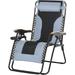 Foldable Outdoor Lounge Chair with Footrest Oversized Padded Lounge Chair with Headrest Cup Holders Armrests for Camping Lawn Garden Pool Gray