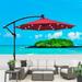 10 ft Outdoor Patio Umbrella Solar Powered LED Lighted 8 Ribs Umbrella with Crank and Cross Base for Garden Outside Deck Swimming Pool