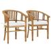 Patio Chairs with Cushions 2 pcs Solid Teak Wood