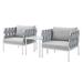 Lounge Chair Table Set Sunbrella Aluminum Metal Steel Grey Gray Modern Contemporary Urban Design Outdoor Patio Balcony Cafe Bistro Garden Furniture Hotel Hospitality