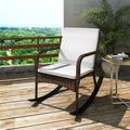 OWSOO Outdoor Rocking Chair Brown Poly Rattan