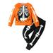 Xkwyshop Kids Baby Boys 2Pcs Halloween Outfits Set Long Sleeve Skeleton Print Sweatshirt and Pants Suit Toddler Clothes