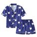 Odeerbi Toddler Pajamas Boys Girls Pajamas Baby Kids Cartoon Flower Print Silk Satin Home Wear Clothes Suit Multicolor