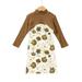 YDOJG Toddler Girls Outfit Set Baby Two Piece Skirt Set Long Sleeve Knitted Tops With Printed Skirt Outfits Slip Dress Suit Autumn For 4-5 Years