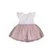 TOPGOD Little Girls Summer Dress Ruffle Sleeve Round Neck Lace Back Zipper Up Dress Mesh Multi-Layer Princess Party TuTu Dress