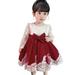 Youmylove Dresses For Girls Baby Girls Ruffle Long Sleeve Lace Bowknot Flower Dresses Pageant Party Wedding Princess Dress