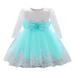 Youmylove Dresses For Girls Baby Girls Ruffle Long Sleeve Lace Bowknot Flower Dresses Pageant Party Wedding Princess Dress