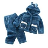 Godderr 2pcs Toddler Baby Boys Girls Fall Winter Hoodie Bathrobe Pajamas Outfitsï¼Œkids Fleece Night-Robe Pajama Rabbit Ears Fleece Newborn Robes