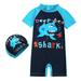 JDEFEG Boy Swim Set 4T Toddler Kids Baby Boys Girls Swimsuit 1 Piece Zipper Bathing Suit Swimwear with Hat Rash Guard Surfing Suit Upf 50+ Boys Swimsuit 18 Months Polyester Navy Xl