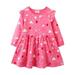 Godderr Toddler Baby Girls Cotton Princess Dress Little Girls Party Dress Kids Long Sleeve Printedfall Winter Dress for 2-7Y