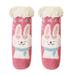 Lovskoo Toddler Baby Boys Girls Plush Slipper Socks Over The Calf 0-6 Years Cartoon Socks Keep Warm Soft Non-Slip Indoor Kids Newborn Socks Hot Pink