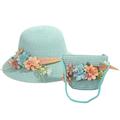 HIBRO 8 Hat Kid Hats for Winter Children Girls Cartoon Flower Sunshade Hat Straw Beach Sun Hat + Straw Bag Kids Summer Accessories