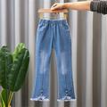 Miluxas Girls Casual Denim Pants High Waist Flare Leg Jeans with Pocket Clearance
