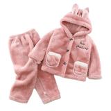 Godderr 2pcs Toddler Baby Boys Girls Fall Winter Hoodie Bathrobe Pajamas Outfitsï¼Œkids Fleece Night-Robe Pajama Rabbit Ears Fleece Newborn Robes